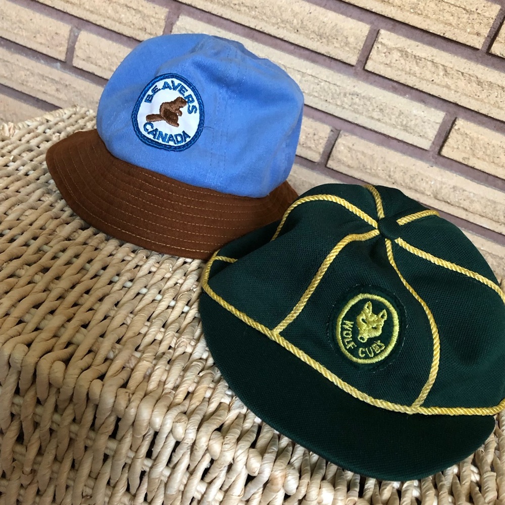 60's/70's Wolf Club and Beavers Canada Boys Hats - Boys Adventure Clubs -Memento